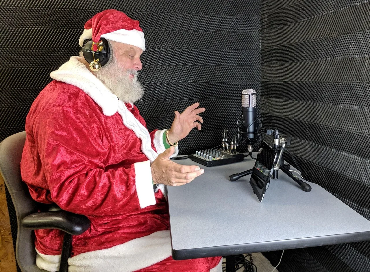santa, santa claus, voiceover, record, headphones, microphone, beard, voice over, recording, booth, david satterlee, soundsmith, greetings, voiceover, voiceover, voiceover, voice over, voice over, voice over, voice over, voice over. Voiceover creation tools judged on daily use