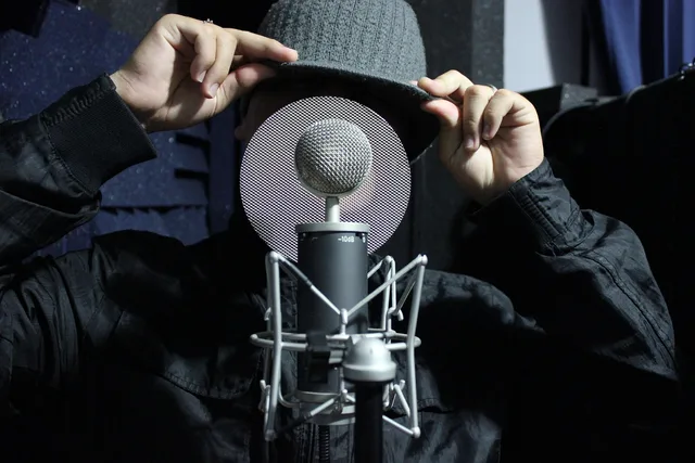 studio, recording, audio, microphone, music. Voiceover content calendar: names, dates and context