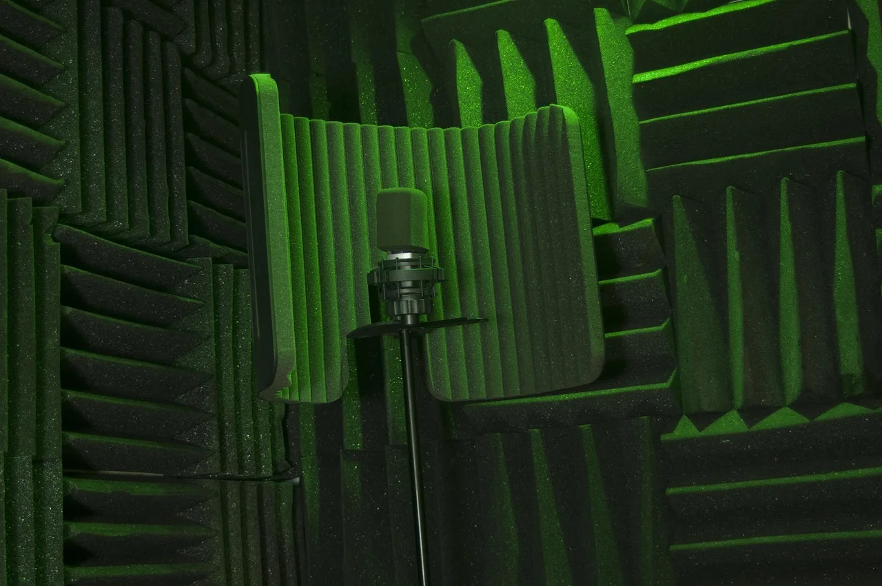 microphone, mic, music equipment, recording booth, studio, lighting, green, green music, green microphone, recording booth, recording booth, recording booth, recording booth, recording booth. Voiceover Studio Rental Insurance: Clauses to Check